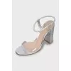 Silver high heel sandals
