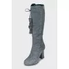 Suede boots with contrast seams