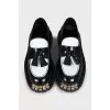 Black and white tassel loafers