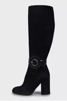 Suede insulated boots with decor