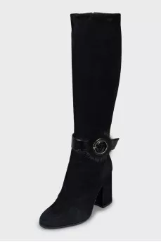 Suede insulated boots with decor