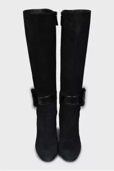 Suede insulated boots with decor