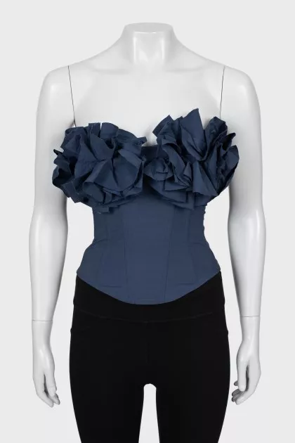 Blue corset with frills