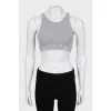Grey ribbed logo top