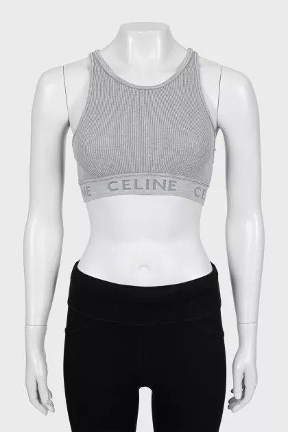 Grey ribbed logo top