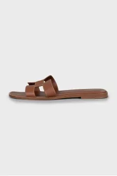 Oran brown leather slippers