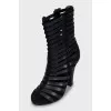 Suede ankle boots with leather straps