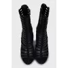 Suede ankle boots with leather straps
