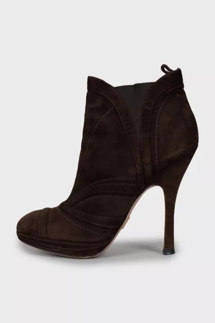 Brown suede ankle boots