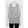 Gray T-shirt decorated with sequins
