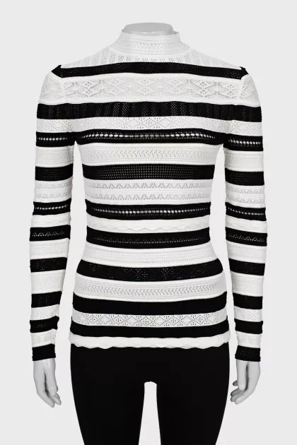 Black and white fitted turtleneck