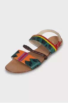 Sandals made of mixed-color leather
