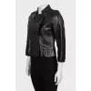 Cropped Leather Jacket with Buttons