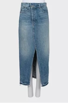 Denim skirt with front slit