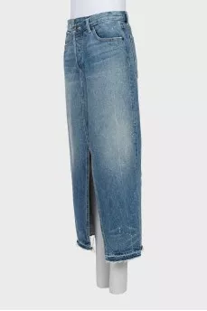 Denim skirt with front slit