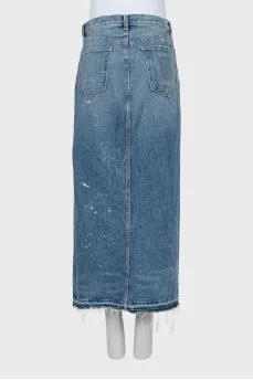 Denim skirt with front slit
