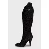 Textile boots in animal print