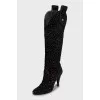 Textile boots in animal print