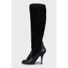 Suede and leather boots with tassels