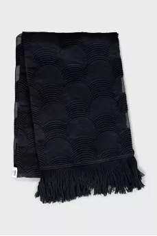 Semi-sheer scarf with fringe