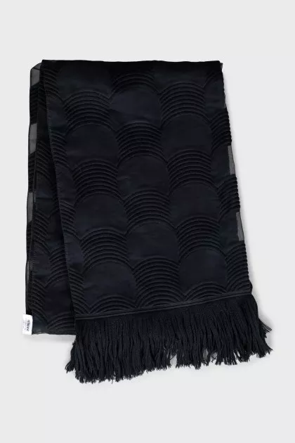 Semi-sheer scarf with fringe