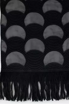 Semi-sheer scarf with fringe