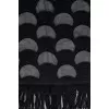 Semi-sheer scarf with fringe