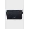 Quilted leather wallet with brand logo