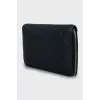 Quilted leather wallet with brand logo