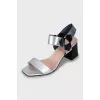 Leather sandals with contrasting heels