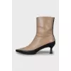 Leather ankle boots with accent sole