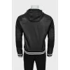 Men's leather jacket with shorn inserts