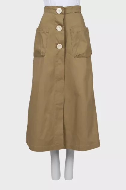 A-line midi skirt with buttons