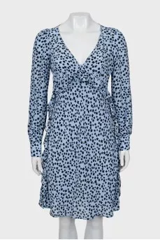 Silk dress with print and ruffles
