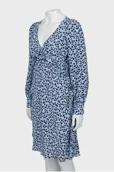 Silk dress with print and ruffles