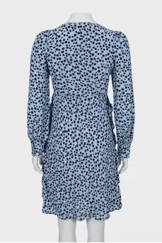 Silk dress with print and ruffles