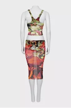 Semi-transparent skirt suit