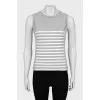 Gray T-shirt with striped print
