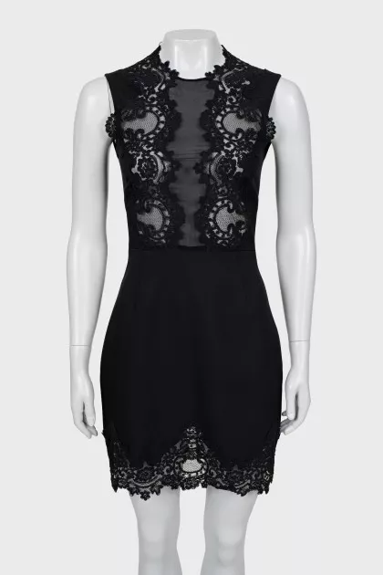 Fitted mini dress with lace