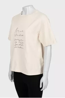 Loose T-shirt with embroidered print