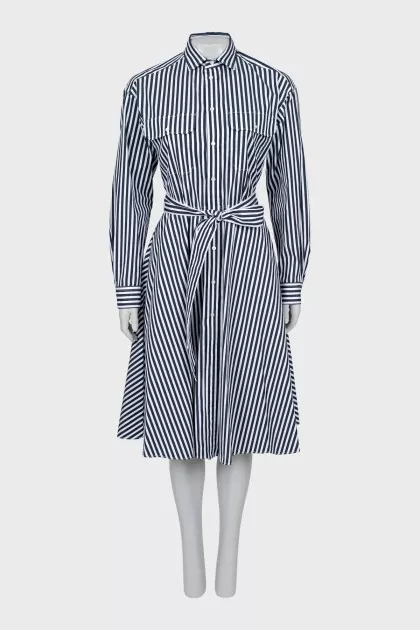 Striped Print Shirt Dress