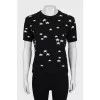 Short sleeve printed sweater