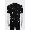 Short sleeve printed sweater