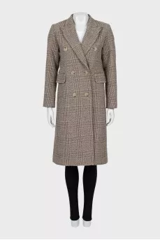Double-breasted coat in a check print