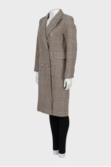 Double-breasted coat in a check print