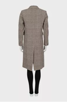 Double-breasted coat in a check print