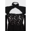Wool dress with detachable sleeves
