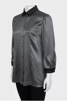 Silk shirt with contrast collar
