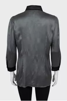 Silk shirt with contrast collar