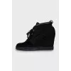 Suede ankle boots with signature print